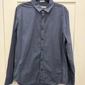 Calvin Klein Navy Checkered Button Down Shirt